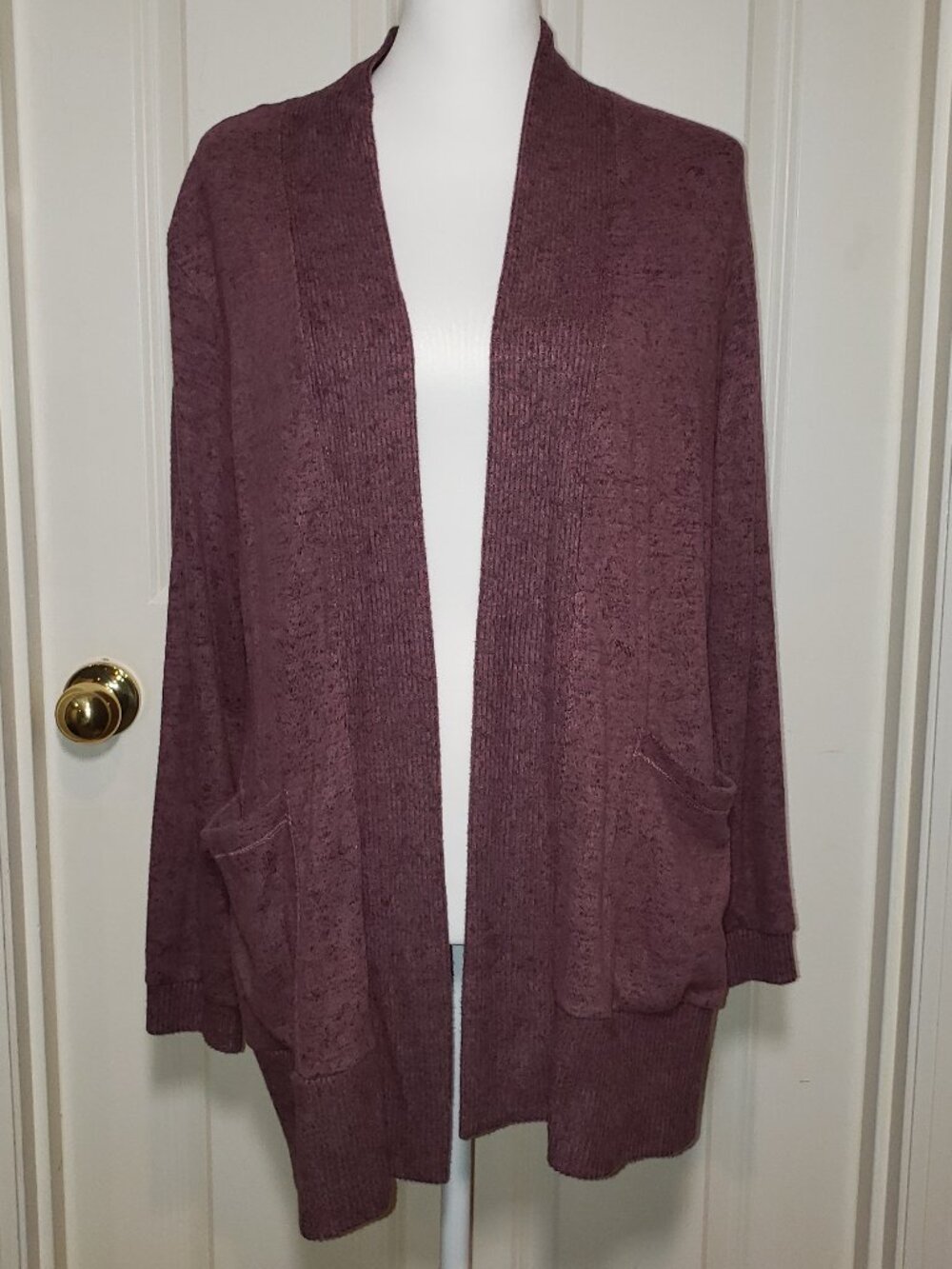 Bobeau Petite Large purple and black cardigan